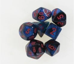 Chessex: Mini Dice Gemini Black-Starlight With Red