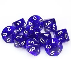 Translucent Poly D10 Blue/White (10)