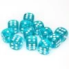 Translucent 16mm D6 Teal With White (12) -Toy Game Store CHX23615