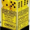 Opaque: 16mm D6 Yellow With Black (12) -Toy Game Store CHX25602