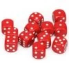 Opaque: 16mm D6 Red With White (12) -Toy Game Store CHX25604