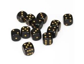 Opaque: 16mm D6 Black With Gold (12)