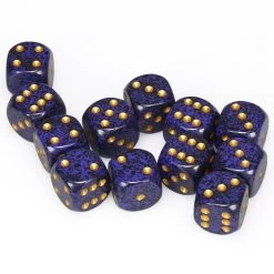 Speckled: 16mm Pip D6 Golden Cobalt (12)