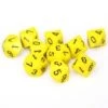 Opaque Poly D10 Yellow/Black (10) -Toy Game Store CHX26202