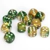 Gemini 16mm D6 Gold Green/White (12) 1 Gemini 16mm D6 Gold Green/White (12) -Toy Game Store CHX26625