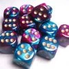 Gemini 16mm D6 Purple-Teal W/ Gold (12) 2 Gemini 16mm D6 Purple-Teal W/ Gold (12) -Toy Game Store CHX26649