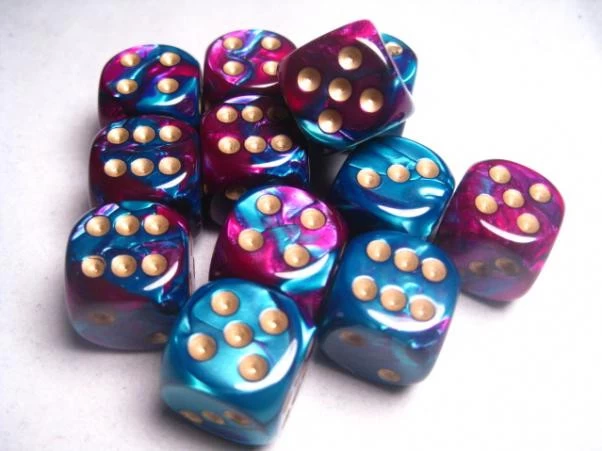 Gemini 16mm D6 Purple-Teal W/ Gold (12) 3 Gemini 16mm D6 Purple-Teal W/ Gold (12)