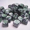 Gemini 12mm D6 Black-Grey W/ Green (36) -Toy Game Store CHX26845