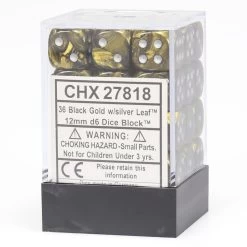 Leaf 12mm D6 Black/Gold/Silver (36)