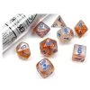Chessex Lab Dice: 7-Set Tube - Borealis Rose Gold/Light Blue -Toy Game Store CHX30045