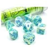 Chessex Lab Dice: 7-Set Tube - Festive Garden/Blue -Toy Game Store CHX30046
