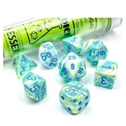 Chessex Lab Dice: 7-Set Tube - Festive Garden/Blue