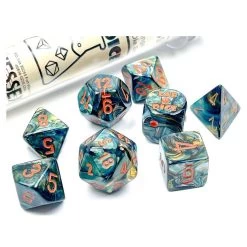 Chessex Lab Dice: 7-Set Tube - Lustrous Alpestris/Orange