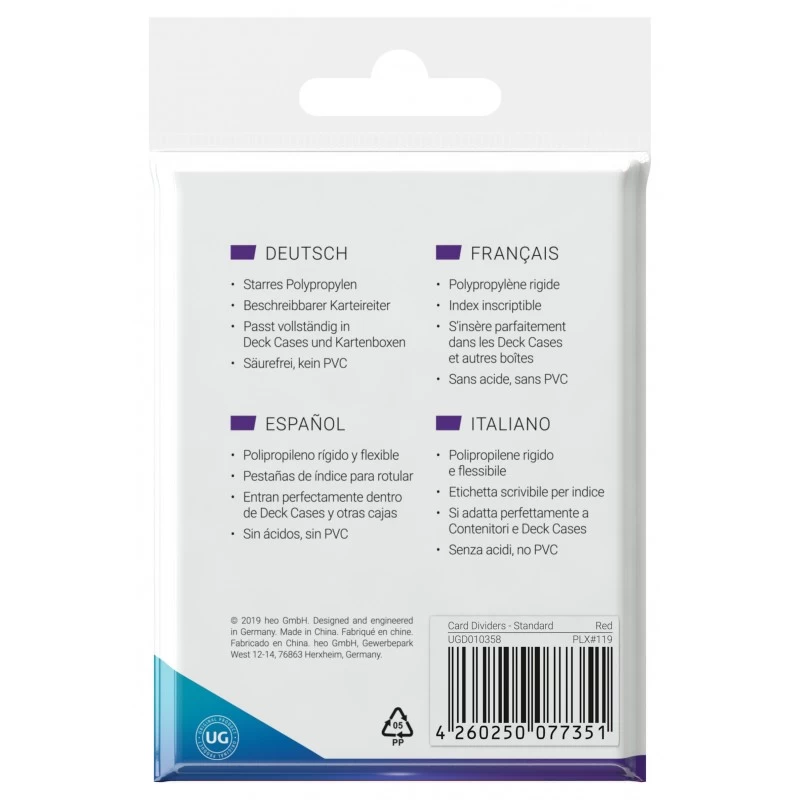 Card Dividers: Standard Size - Red 4 Card Dividers: Standard Size - Red - Image 2