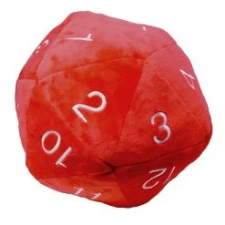 Jumbo D20 Novelty Dice Plush In Red With White Numbering